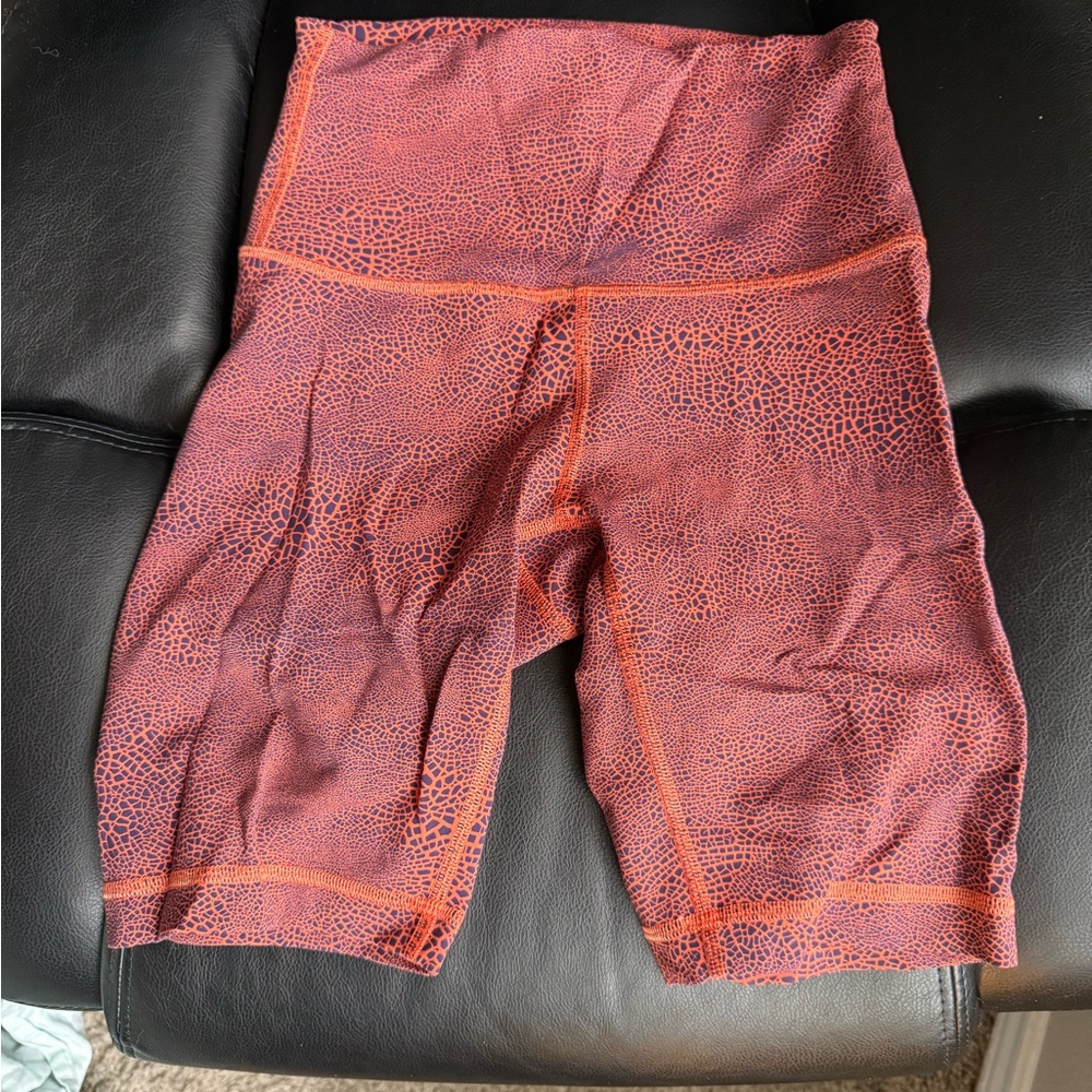 lululemon athletica Red and Orange Patterned Bike Shorts